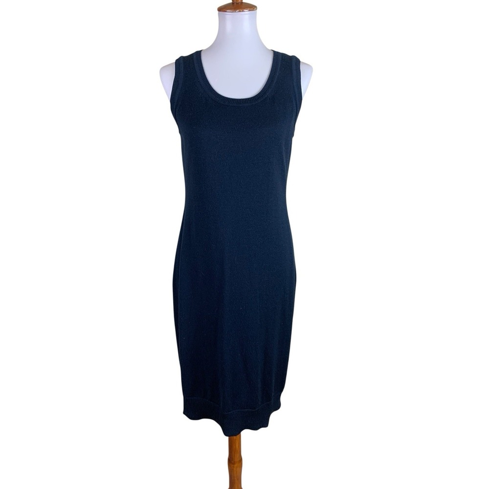 Worth New York Blue Knit Sweater Tank Dress Minimalist Sleeveless Small